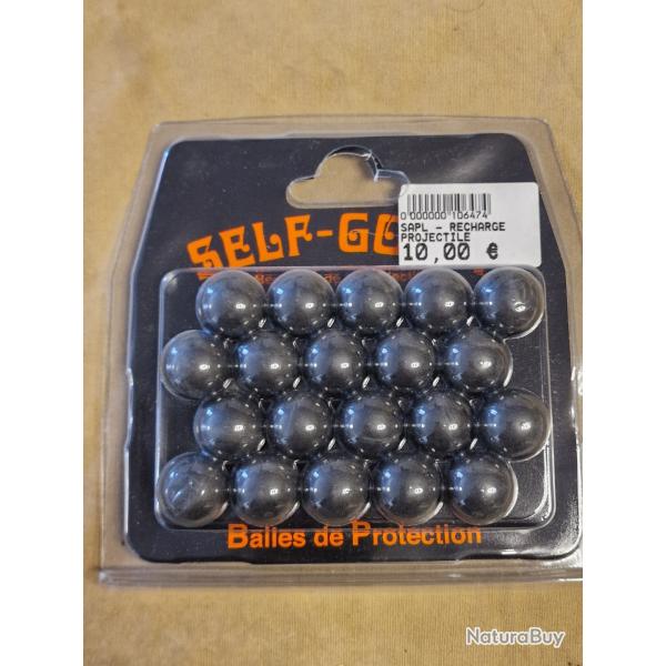 Balles de protection caoutchouc Self-Gomm SAPL noires (x20) HILMAR SUPER DESTOCK !!!