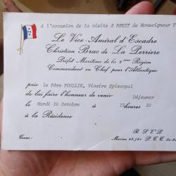 carton invitation du Vice Amiral d'Escadre Christian Brac de la perri&egrave;re, Marine Nationale