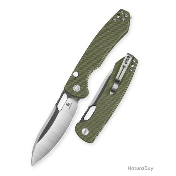 Couteau Pliant Bestechman Firebird Lame Acier D2 Manche G10 Vert Button Liner Lock BTKMK05C