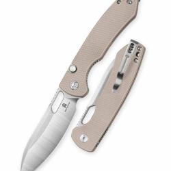 Couteau Pliant Bestechman Firebird Lame Acier D2 Manche G10 Tan Button Liner Lock BTKMK05B
