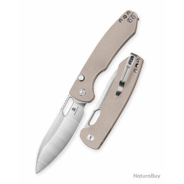 Couteau Pliant Bestechman Firebird Lame Acier D2 Manche G10 Tan Button Liner Lock BTKMK05B