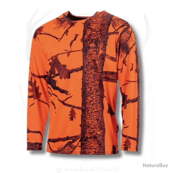 T-Shirt Camo Orange Manches Longues TREELAND 2XL