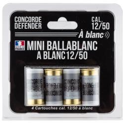 4 Cartouches Mini Ballablanc Cal. 12/50 &agrave; Blanc - Concorde Defender