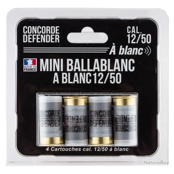 4 Cartouches Mini Ballablanc Cal. 12/50 � Blanc - Concorde Defender
