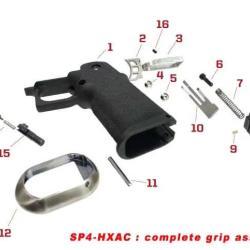 Pi&egrave;ces d'Origine pour S&eacute;rie HX Grip Complet Bloc Ressort de Chien N&deg;9 - AW Custom