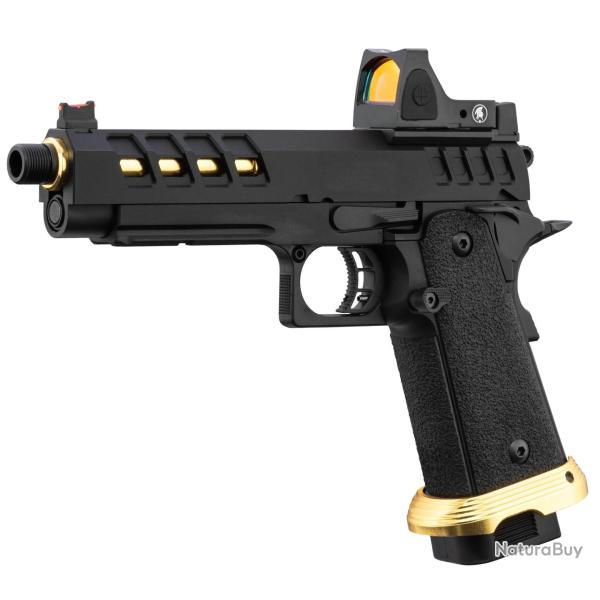 Lancer Tactical Heracles Hi-Capa 5.1 Noir/Gold RMR Pistolet Airsoft GBB