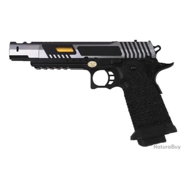 Pistolet GBB Golden Eagle Hi-Capa 5.1 Airsoft R�plique Noir et Silver