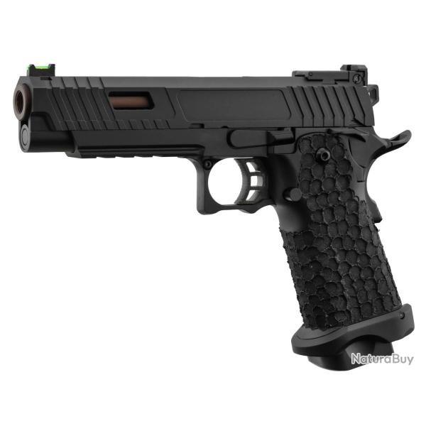 Pistolet Airsoft GBB Golden Eagle Hi-Capa 5.1 Noir et Bronze Culasse Gold Grip Antiglisse 1J