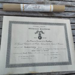 Certificat m&eacute;daille militaire 1954 6e r&eacute;giment d'Infanterie coloniale