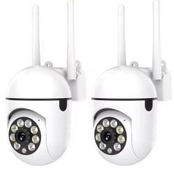 2 Cam&eacute;ra s&eacute;curit&eacute; WiFi 1080P EaseLife APP int&eacute;rieur/ext&eacute;rieur, vision nocturne bidirectionnel 360&deg;