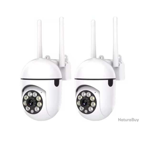 2 Cam�ra s�curit� WiFi 1080P EaseLife APP int�rieur/ext�rieur, vision nocturne bidirectionnel 360�