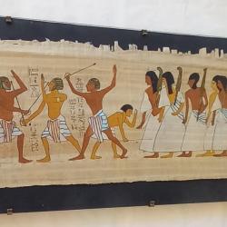 Rare voir unique peinture sur parchemin comp&eacute;tition escrime sous Ramses II avec jury 1198 avant JC