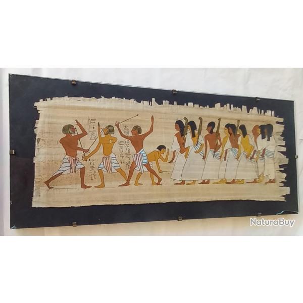 Rare voir unique peinture sur parchemin comp�tition escrime sous Ramses II avec jury 1198 avant JC