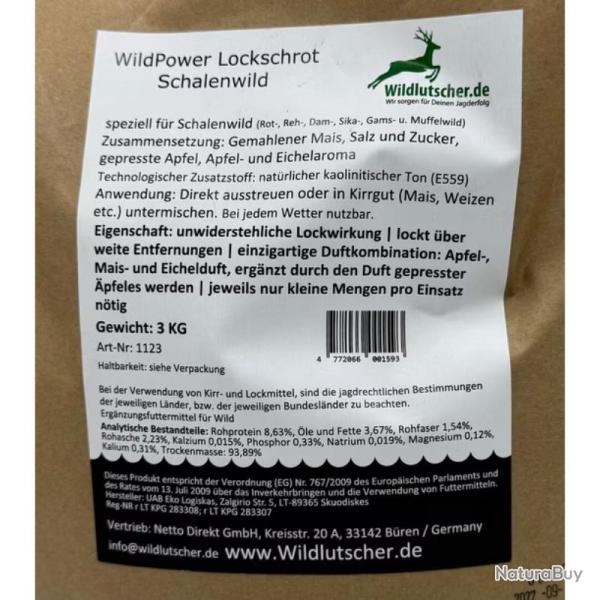 Wild Power : farine et attractif liquide Farine attractive 3kg Grand Gibier