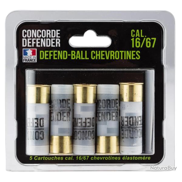 5 Cartouches Defend-Ball Calibre 16/67 Chevrotines �lastom�re Concorde Defender