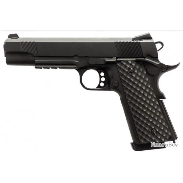 R�plique de Poing Gaz Raven 1911 MEU Rail Full Metal Noir 1,0J