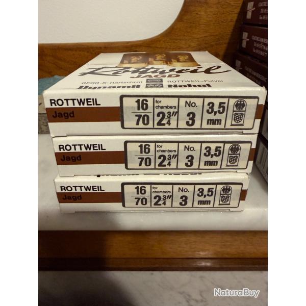 30 cartouches carton cal 16/70 Rottweil plomb no 3/31gr