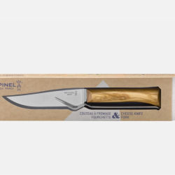 Opinel Set Fromage Olivier - Couteau 12,5 cm + fourchette