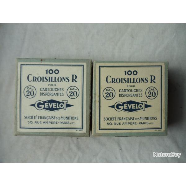 2 bo�tes anciennes de 100 croisillons carton en calibre 20.