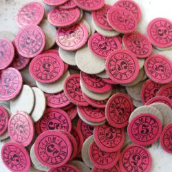 Lot de 100 rondelles carton nominatives en calibre 12 , .n&deg;5.