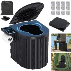 Toilette Portable Pliante Camping - Capacit&eacute; 180 kg - WC Ext&eacute;rieur avec Couvercle - P&ecirc;che, Randonn&eacute;e