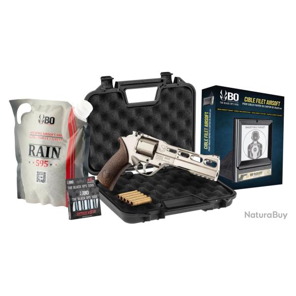 Pack Airsoft Revolver CO2 Chiappa Rhino 60DS avec Billes, Cibles et Mallette - Chiappa Loisirs