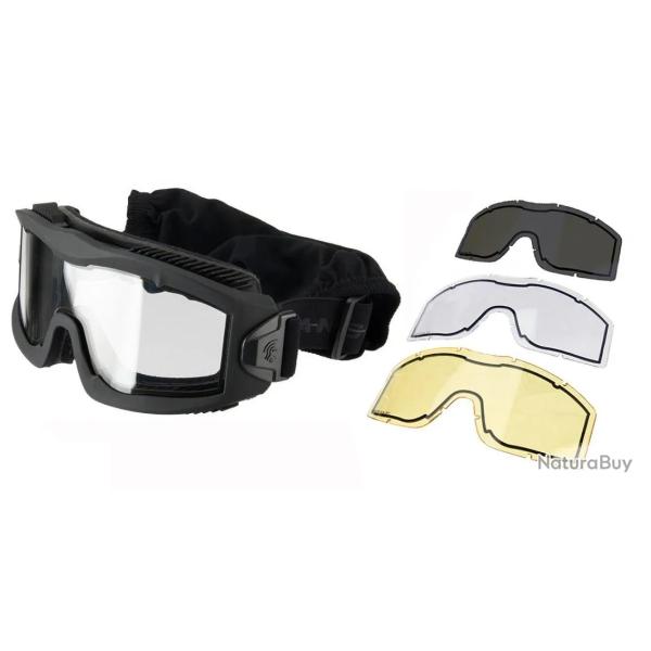 Masque S�rie Aero Thermal avec 3 �crans Noir Lancer Tactical