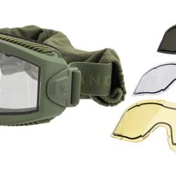 Masque S&eacute;rie Aero Thermal OD avec 3 &Eacute;crans Vert Olive - Lancer Tactical