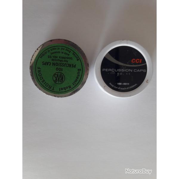 Lot de 2 boite amorces pour arme poudre noire