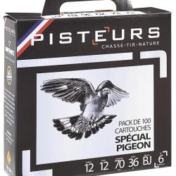 Cartouches Pisteurs sp&eacute;cial pigeon Cal.12/70mm N&deg;6 36G bourre &agrave; jupe pack 100