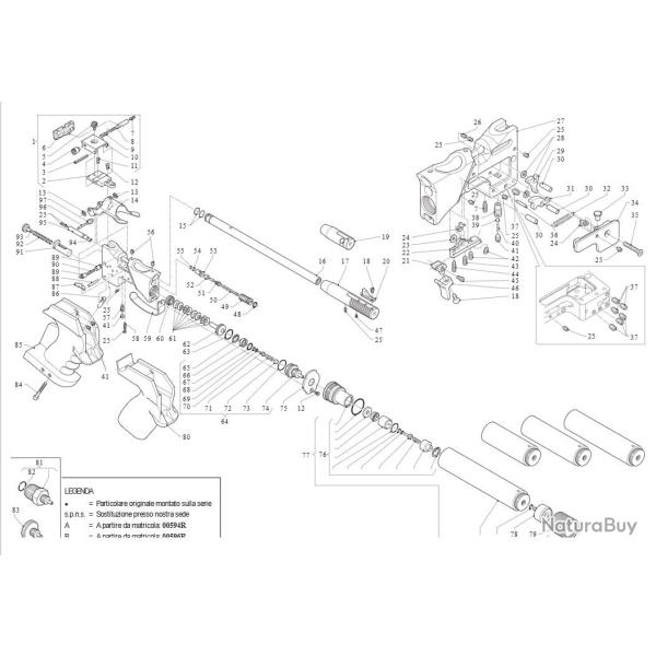 Pieces d�tach�es pour istolet Benelli kite young cal.4,5mm - droitier