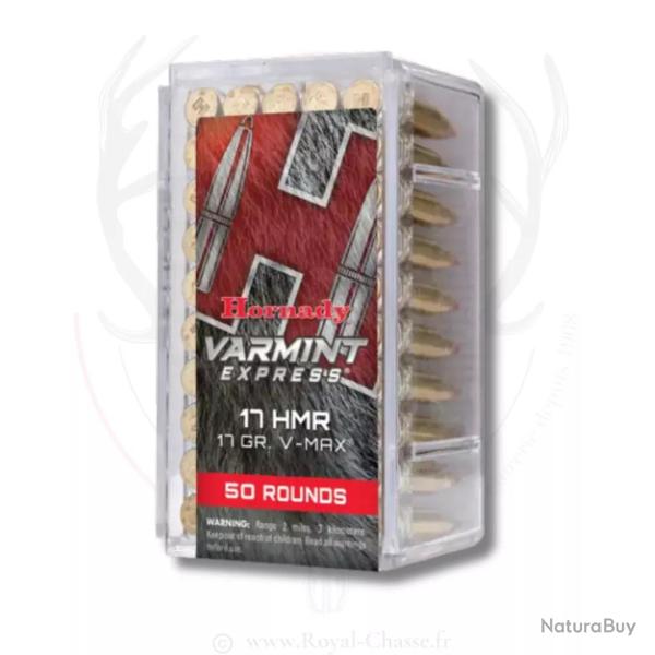 50 balles V-MAX Cal.17HMR 17Grs HORNADY