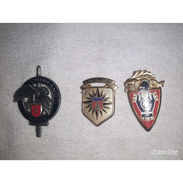 3 Pucelles/insignes militaires fran�ais 4i�me RG,s�lection et commando