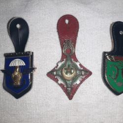 3 Insignes / Pucelles 17i&egrave;me RGP, la courtine, et 1&eacute;re compagnie Saharienne de Transport