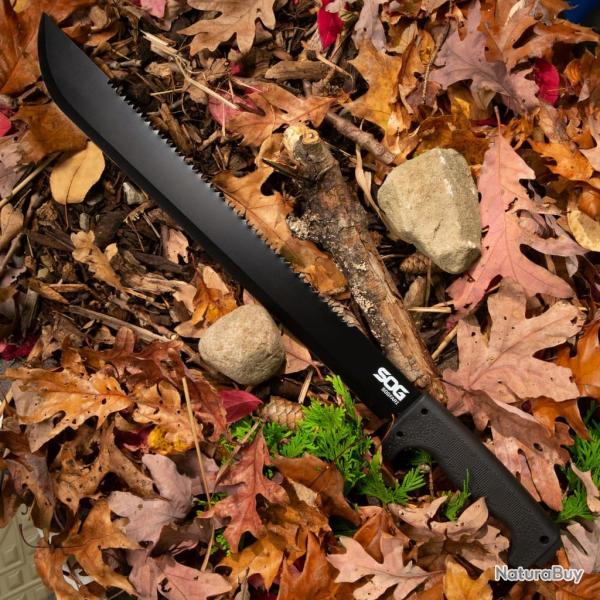 Couteau SOG SOGfari Machette 61cm Lame Acier 2Cr13MoV Manche Kraton Noir �tui Nylon SOGMC02N