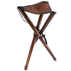 Si&egrave;ge tr&eacute;pied Januel pied bois et cuir bicolore - 65 cm