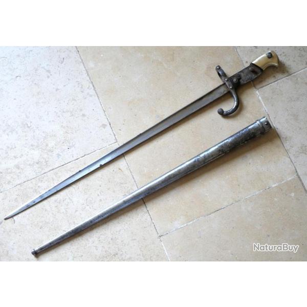 Ba�onnette r�glementaire GRAS MANUFACTURE STEYR fran�aise 1874  fourreau m�me n� 1877 SBX18STE001