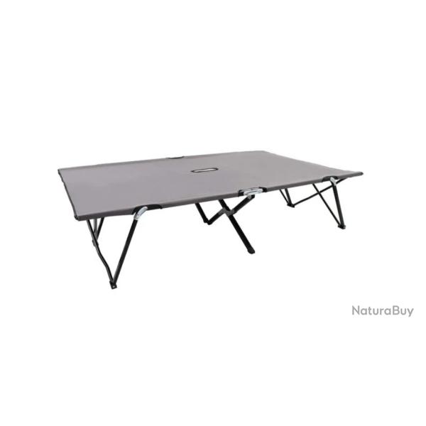 Chaise longue pliable acier gris 193x125x40 cm 2 places