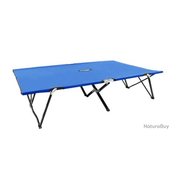 Chaise longue pliable acier bleu 193x125x40 cm 2 places