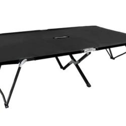 Chaise longue pliable acier noir 193x125x40 cm 2 places