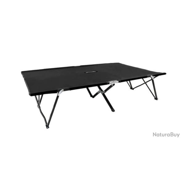 Chaise longue pliable acier noir 193x125x40 cm 2 places