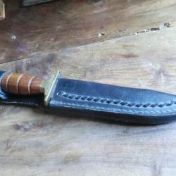couteau poignard l&eacute;opard etui cuir