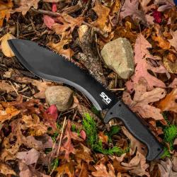 Couteau SOG SOGfari Kukri Machette Lame Acier 3Cr13 Manche Caoutchouc Noir &Eacute;tui Nylon SOGMC11N
