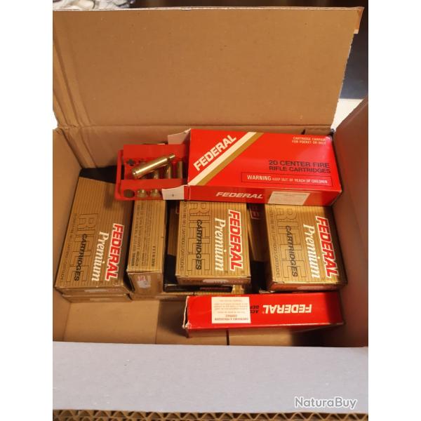Vends 238 �tuis vides tir�s 1x en 22-250 Rem de la marque F�d�ral.