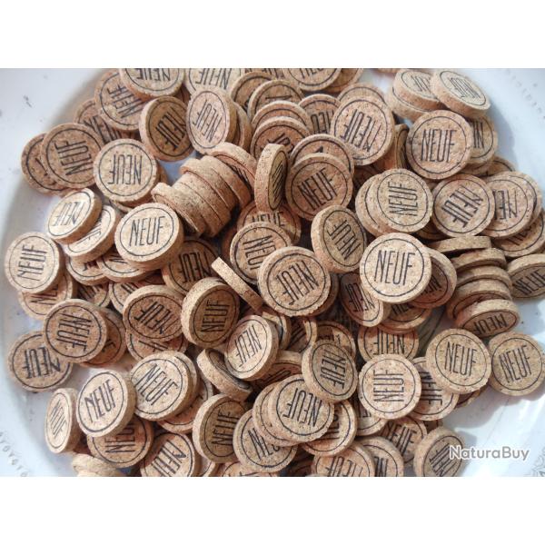 Lot de 100 rondelles li�ge num�rot�es 2 faces en calibre 16 , n� neuf.