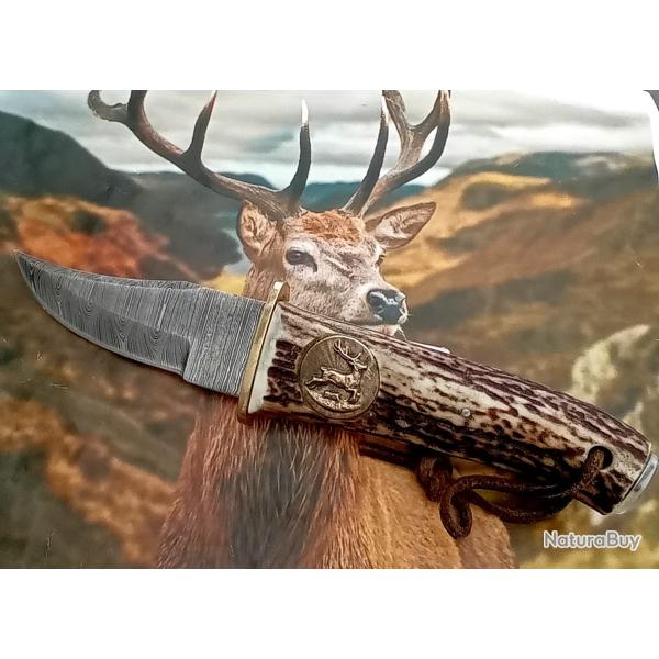 Couteau bois de cerf naturel
