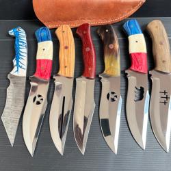 Lot de 7 couteaux lame acier damas et D2