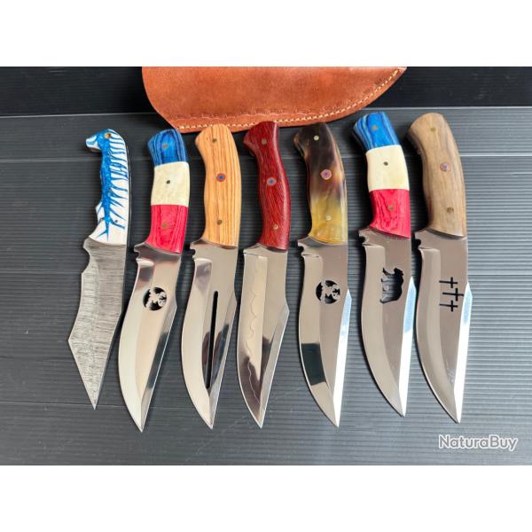 Lot de 7 couteaux lame acier damas et D2