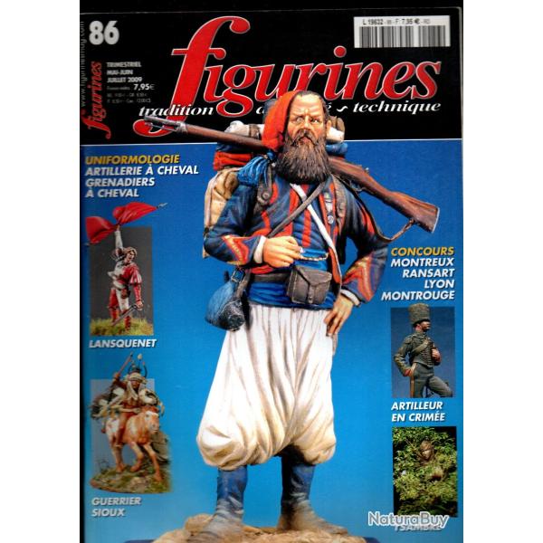 figurines 86, artillerie � cheval et artillerie � pied 1804-1815,  crim�e 1855, guerrier sioux,
