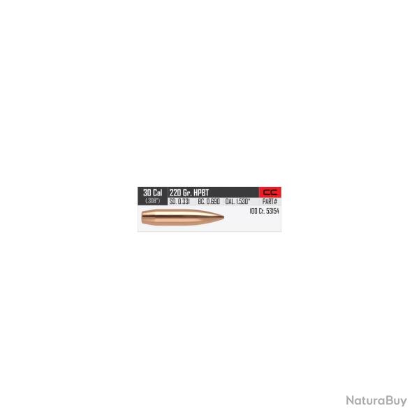 Ogives Nosler Cal. 30 220 gr HPBT x100